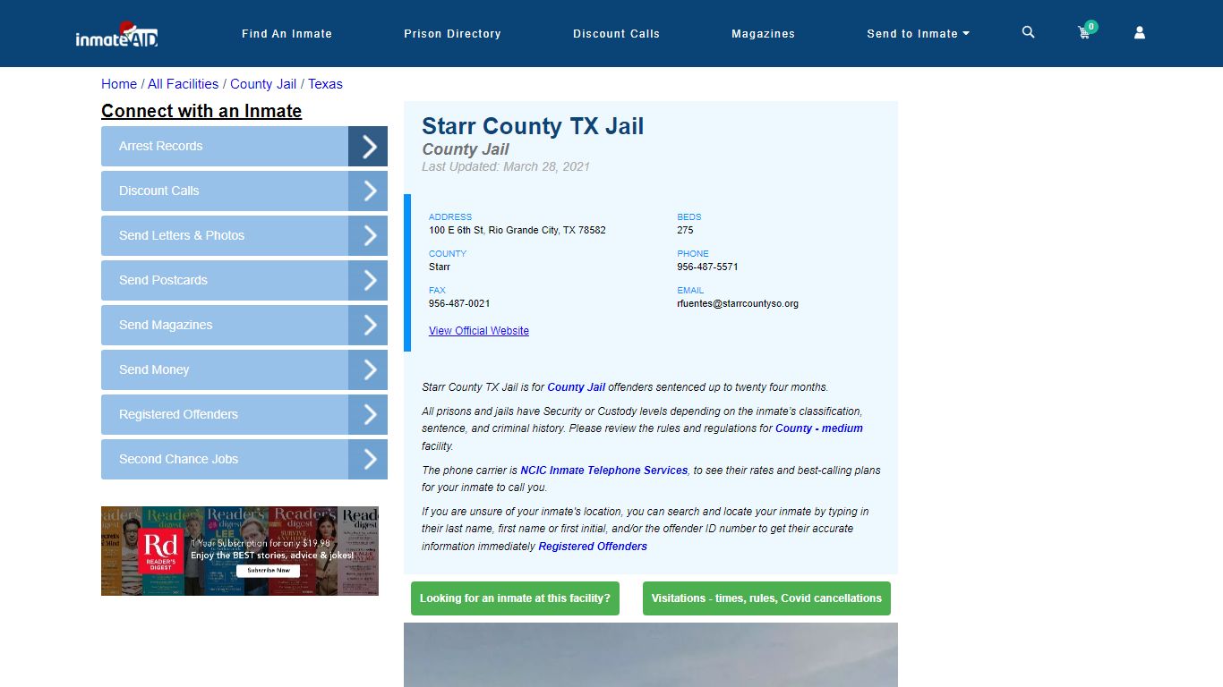 Starr County TX Jail - Inmate Locator - Rio Grande City, TX